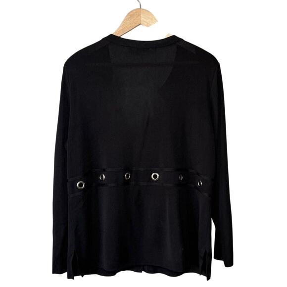 Exclusively Misook Women's Knit Cardigan Metal Grommet Detail Sweater Size Large - Picture 2 of 8